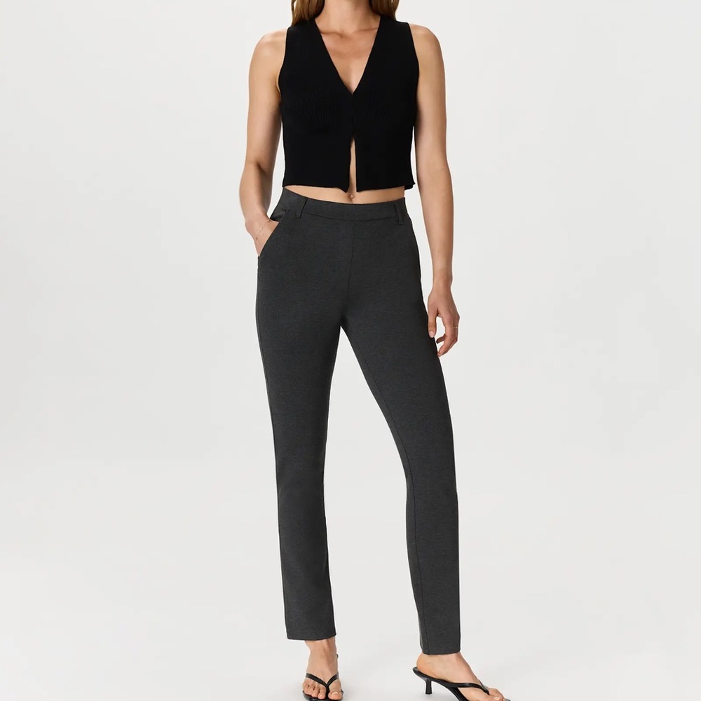 Quince Ultra Stretch Ponte Straight Leg Pants Size Medium in Charcoal